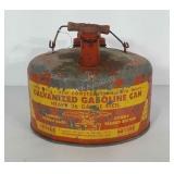 Galvanized EAGLE Gas can with wooden handle.