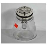 Glass biscuit, cookie jar, 7.5" tall