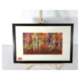 Birch trees print, artist signed, framed and