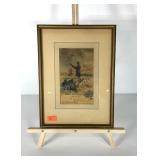 WWII watercolor, "Among the Green Pastures en