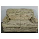 Love seat, neutral colors, discoloration as shown