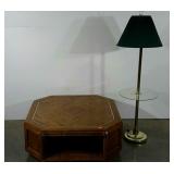 Coffee table and floor lamp, coffee table is 3.2