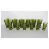 Avocado glass tumblers and juice glasses. 6 of