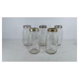 Five wide mouth Ball mason jars, 9 1/2" H