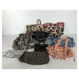 Purses and handbags, some wear, but all usable