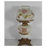 Floral decor oil lamp with shade, no chimney, 16"