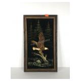 Eagle painting on velvet, framed 13x22