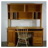 Desk with chair, pine, top hutch piece removable