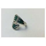 Turquoise inlay ring adjustable missing small