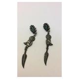 Pewter  wolf earrings
