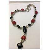 Sterling and onyx necklace 85 grams