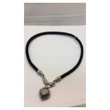Judith ripka Sterling and leather necklace