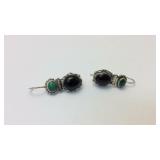 Onyx and malachite Sterling earrings