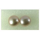 Sterling silver and pink pearl stud earrings