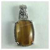 Tigers eye pendant platinum bond brass