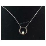 Sterling silver necklace pearl 16-18in