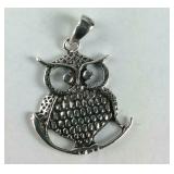 Sterling silver owl pendant