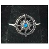 Size 9 Sterling silver compass ring