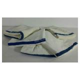 Fivetowrls. White with blue stripe. 46"×22"