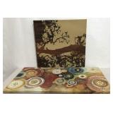 Two decor stretched canvas wall hangings, 54x28