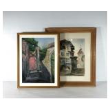 Wall art, chalk drawing and watercolor painting,