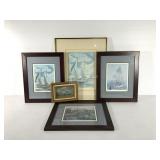Sailboat wall art, four John Moll prints, all
