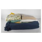 Group of blankets and throws, cotton weave,