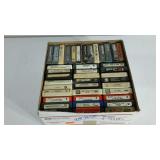 Box of 40 8-track tapes, assorted genre and