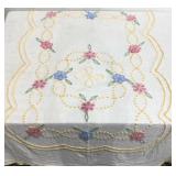 Vintage chenille bedspread, floral design, shows