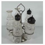 Antique glass castor cruet set