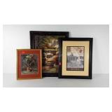 Framed decor prints, sizes range from 12x15 to