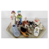 Figurines, pin cushion, brush, and  little