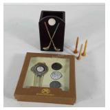 Golfing accessories, includes ball marker set and