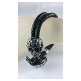 8.5in leather and stainless skull with anchor