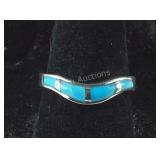 Size 8 Sterling 1.75ct kingman turquoise band