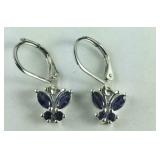 Iolite butterfly sterling and stainless lever