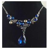 Simulated blue sapphire and Austrian crystal 20in