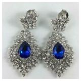 Simulated royal blue quartz and Austrian crystal