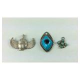 Three sterling silver western charms