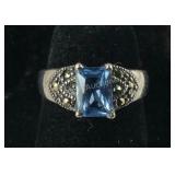 Size 5 Sterling silver  ring aquamarine