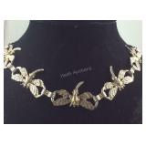 Dragonfly necklace silvertone 34in