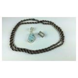 Silvertone jewelry- necklace, pendant, and church