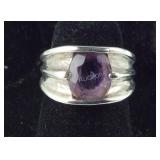 Size 4.75, Heavy Amethyst Ring w/ Chipped Stone,