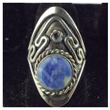 Size 8.5 - Slightly Adjustable, Blue Lapis Ring,