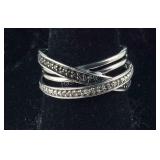 Size 6.75, Genuine Black & White Diamond