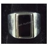 Size 7.75, Artist Signed Orange/Brown Stone Wide