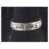 Size 7.5, Floral Design Infinity Band, Sterling