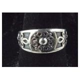 Size 6.75, Ornate Band Ring, Sterling Silver, 4.6