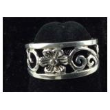 Size 3, Flower & Open Silverwork Toe Ring,