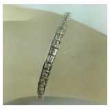 Size 7.5", Princess Cut CZ Tennis Bracelet,